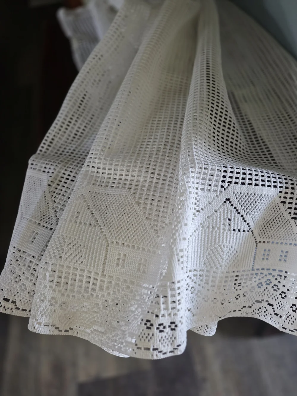 Lace Curtain Panel  House-Pattern Border